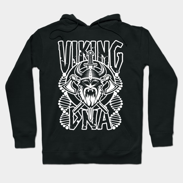 Viking DNA. Viking ancestry design with axe, sword and shield with DNA strands Hoodie by RobiMerch